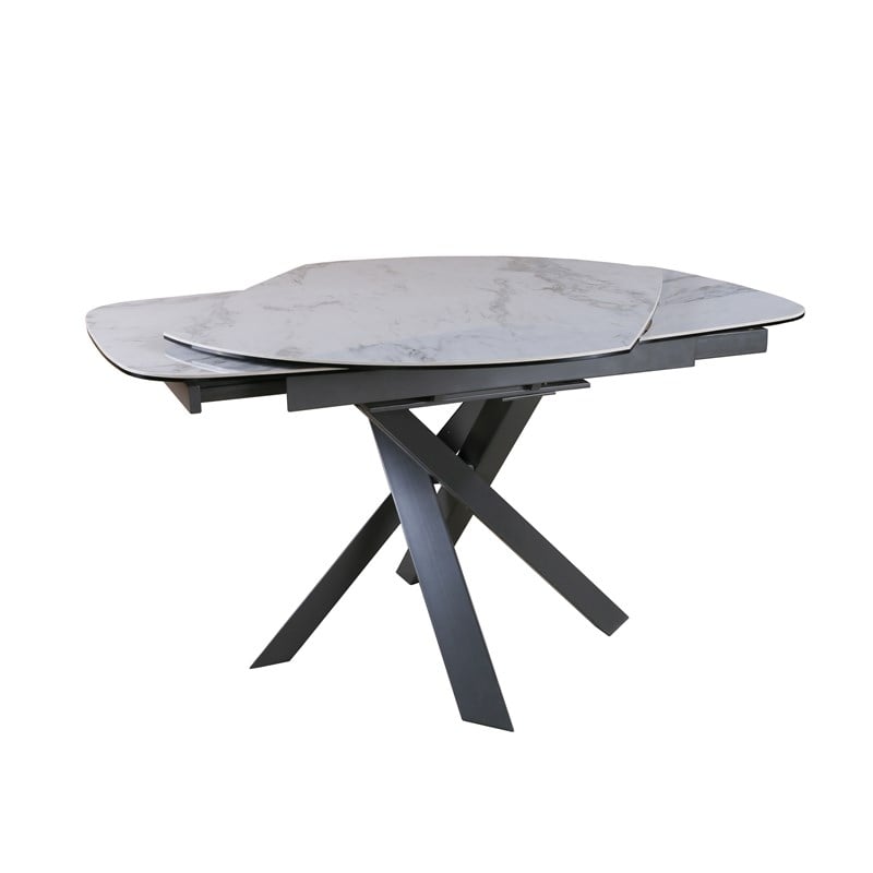 Functional ceramic top Dining Table with Gray Metal Legs