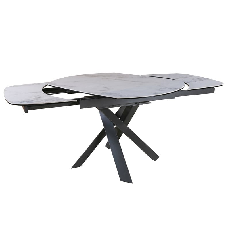 Functional ceramic top Dining Table with Gray Metal Legs