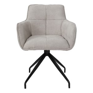 Arm Chair with fabric Seat and Black matte powder coating leg in Beige
