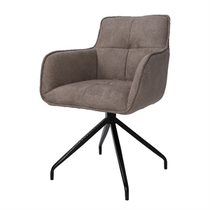 Arm Chair with fabric Seat and Black matte powder coating leg in Dark Brown