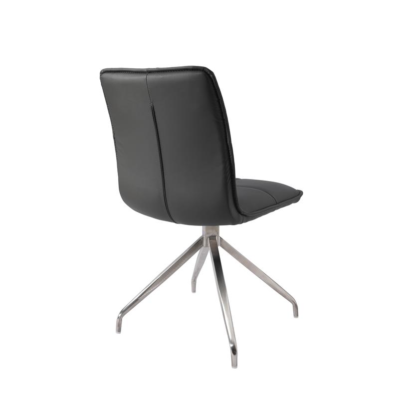 Dining Chair with Polyurethane Seat and Stainless Steel leg in Gray (Set of 2)