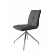 Dining Chair with Polyurethane Seat and Stainless Steel leg in Gray (Set of 2)