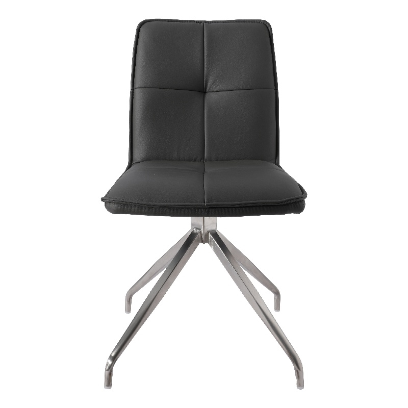 Dining Chair with Polyurethane Seat and Stainless Steel leg in Gray (Set of 2)