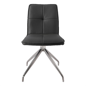 Dining Chair with Polyurethane Seat and Stainless Steel leg in Gray (Set of 2)