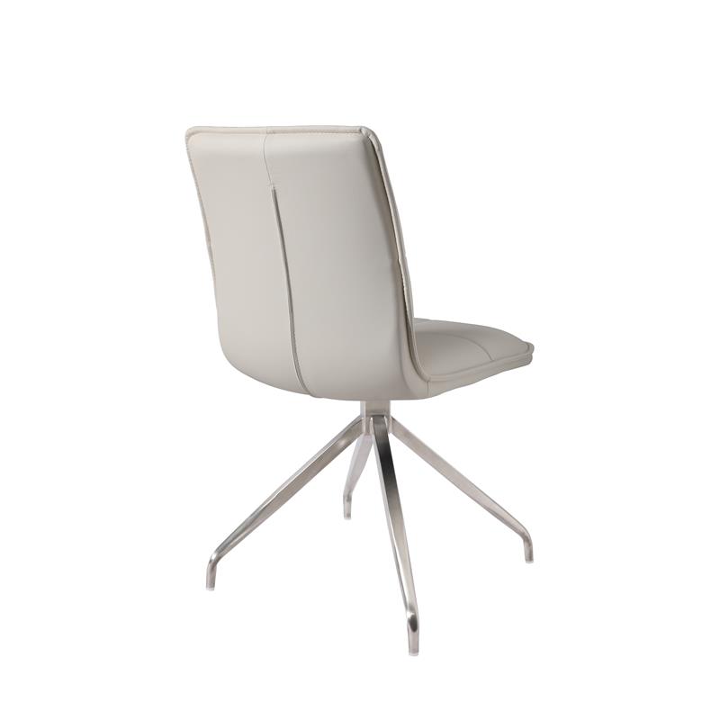 Dining Chair with Polyurethane Seat and Stainless Steel leg in White (Set of 2)