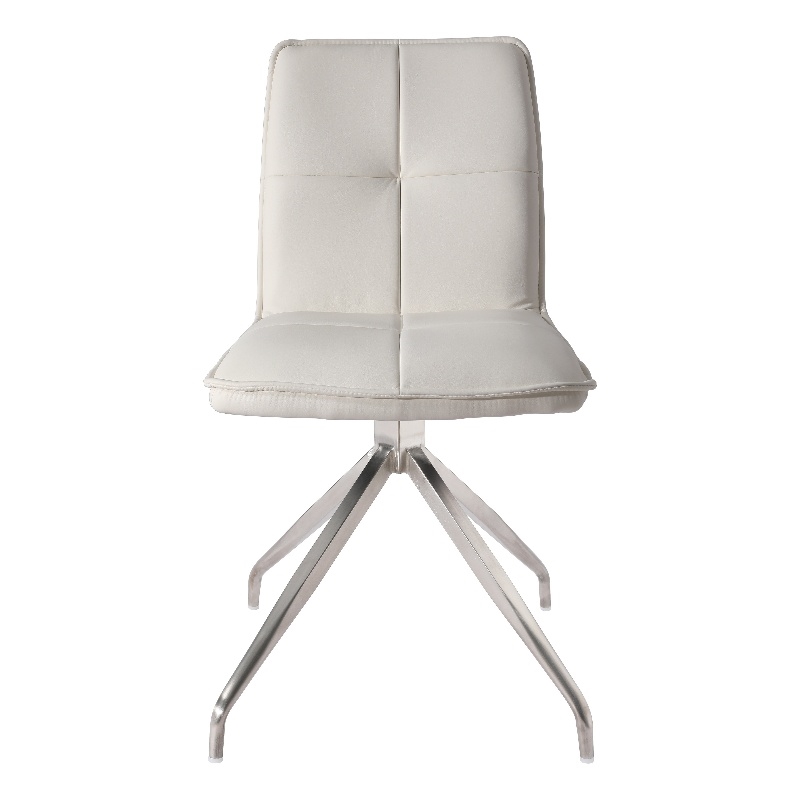 Dining Chair with Polyurethane Seat and Stainless Steel leg in White (Set of 2)