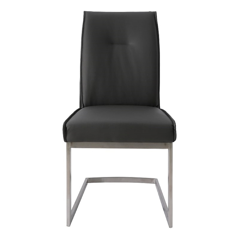 Dining Chair with Gray Polyurethane Seat and stainless Steel leg (Set of 2)