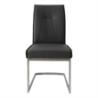 Dining Chair with Gray Polyurethane Seat and stainless Steel leg (Set of 2)