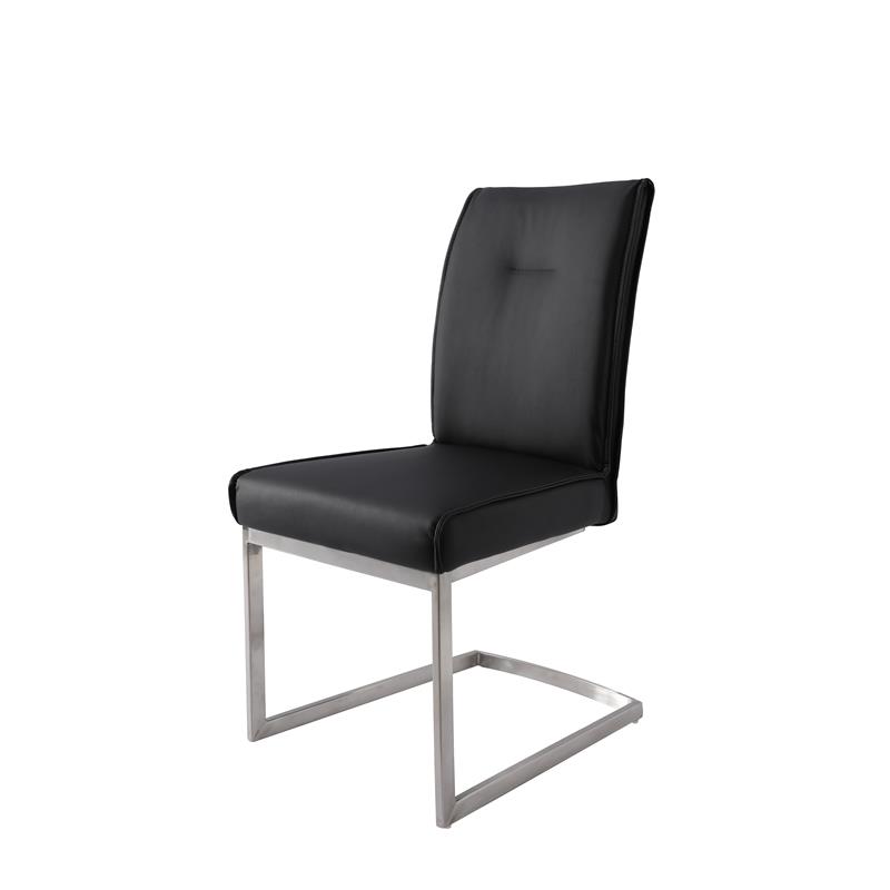 Dining Chair with Black Polyurethane Seat and Stainless Steel leg (Set of 2)