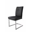 Dining Chair with Black Polyurethane Seat and Stainless Steel leg (Set of 2)