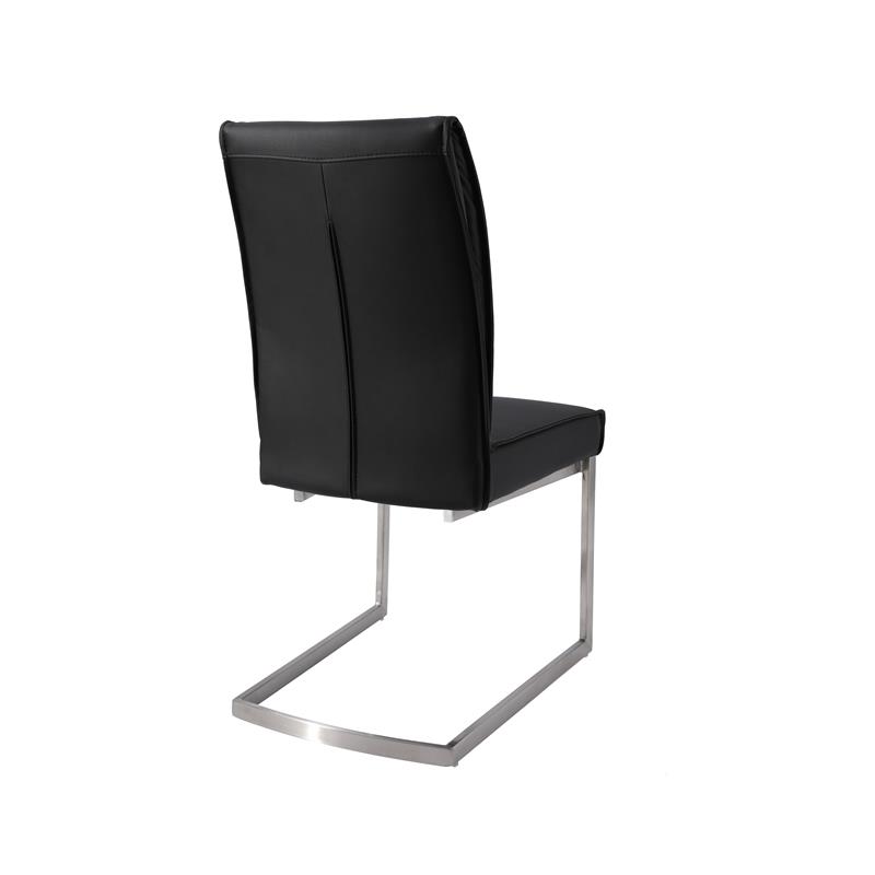 Dining Chair with Black Polyurethane Seat and Stainless Steel leg (Set of 2)