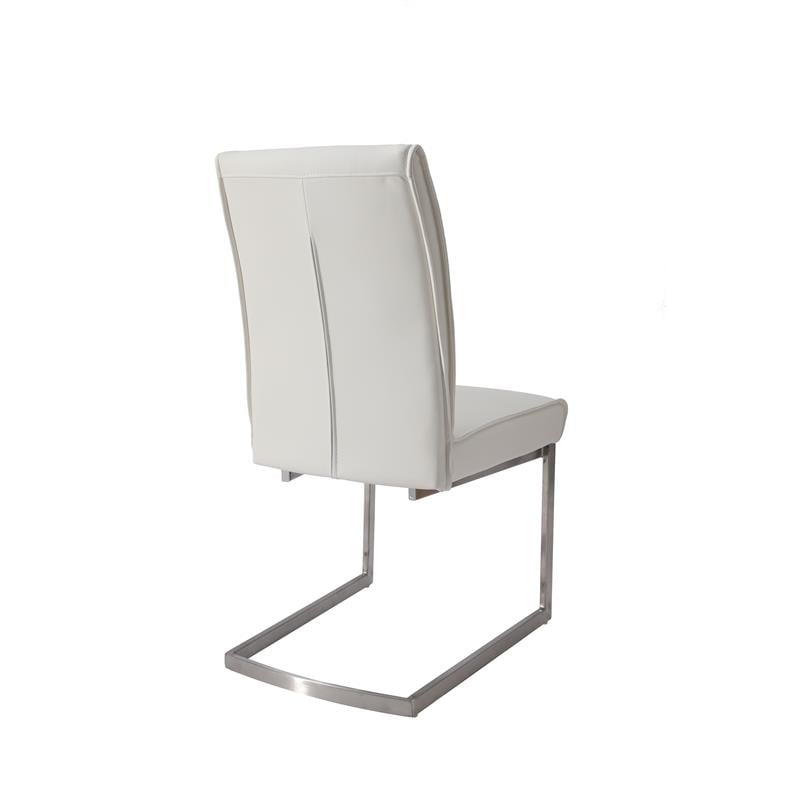 Dining Chair with Polyurethane Seat and Stainless Steel leg in White (Set of 2)