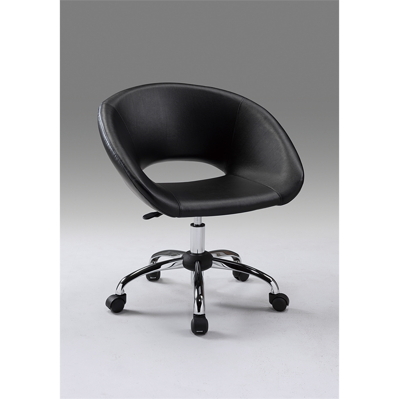 Polyurethane Office Chair with Chrome Base in Black