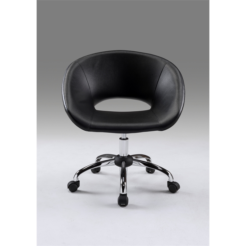 Polyurethane Office Chair with Chrome Base in Black