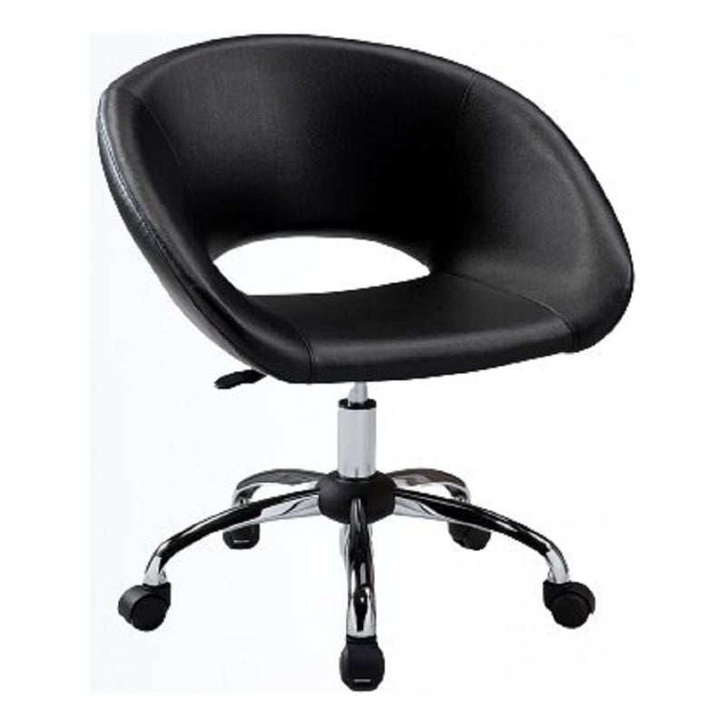 Polyurethane Office Chair with Chrome Base in Black