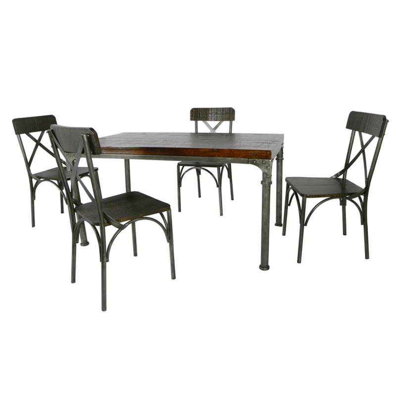 Metal Dining Chair with Natural Wood Seat