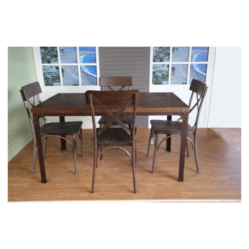 Metal Dining Chair with Natural Wood Seat
