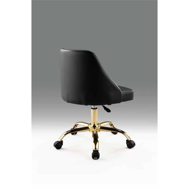 Black Polyurethane Office Chair with Gold Base Homesquare