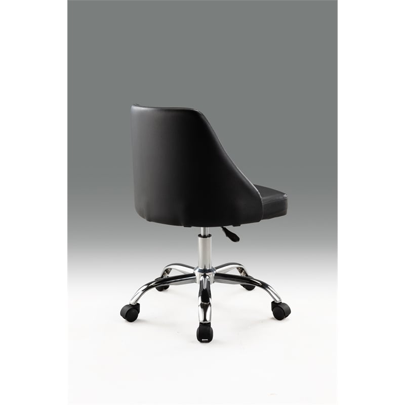 Black Polyurethane Office Chair with Chrome Base