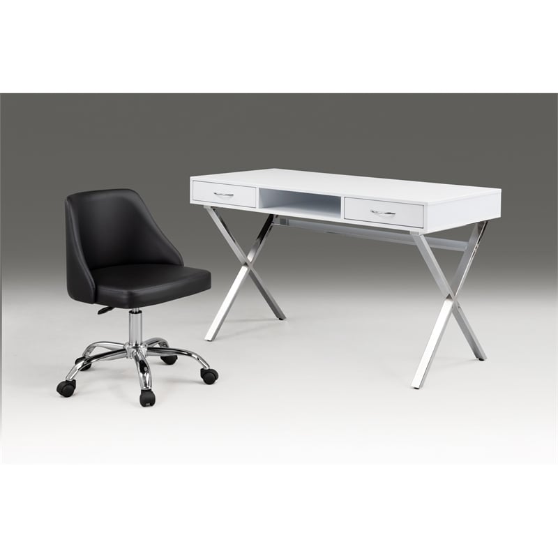 Black Polyurethane Office Chair with Chrome Base