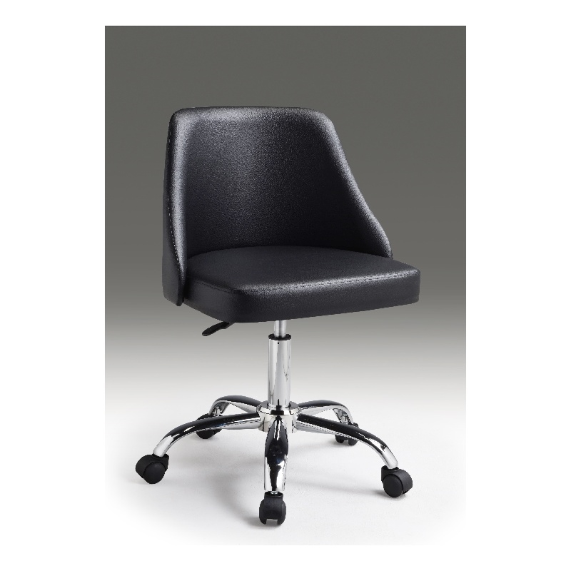 Black Polyurethane Office Chair with Chrome Base