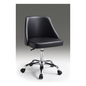 black polyurethane office chair with chrome base