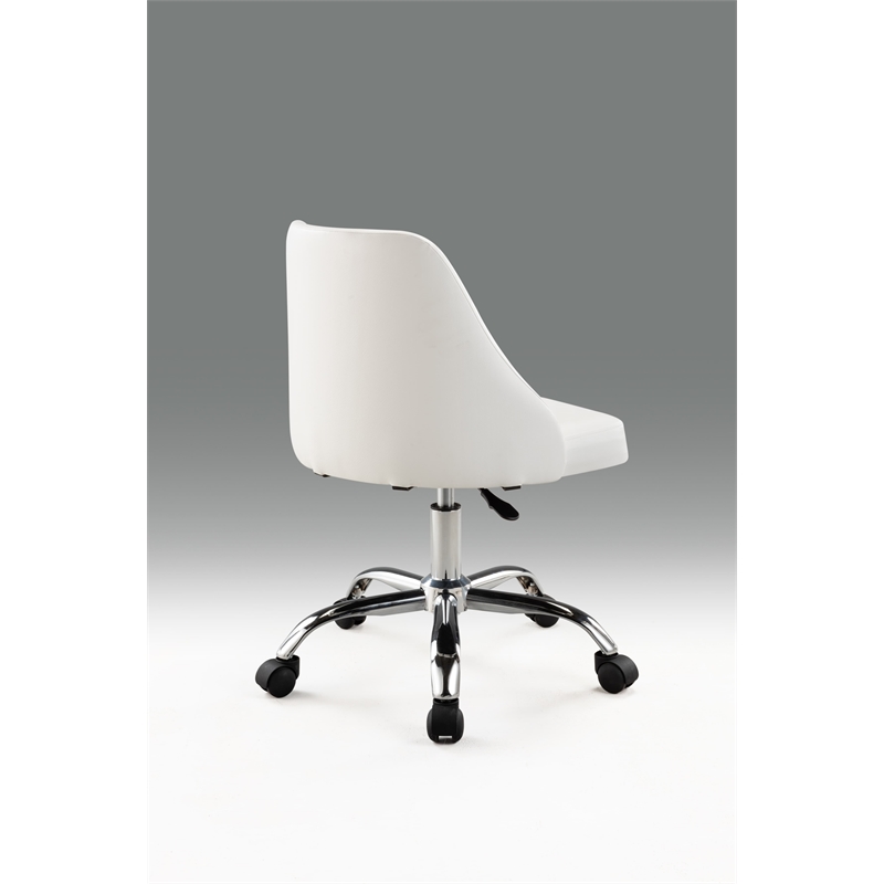 White Polyurethane Office Chair with Chrome Base