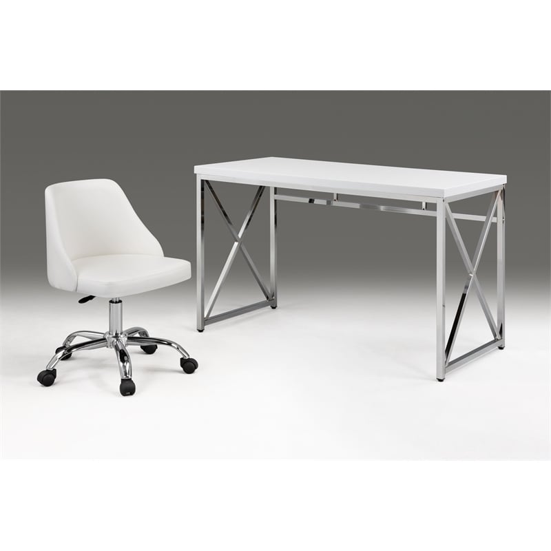 White Polyurethane Office Chair with Chrome Base