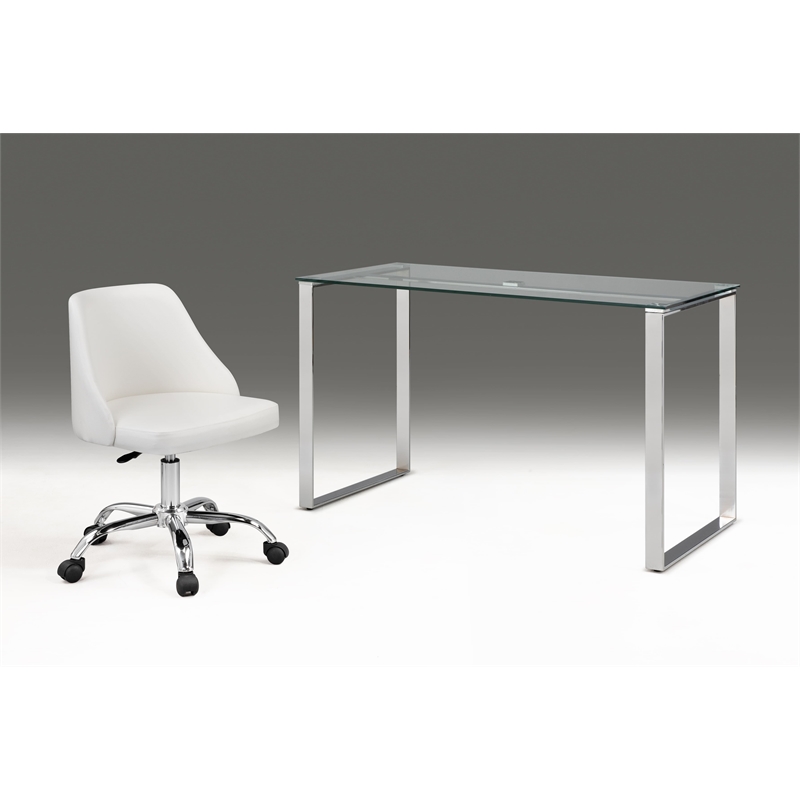 White Polyurethane Office Chair with Chrome Base