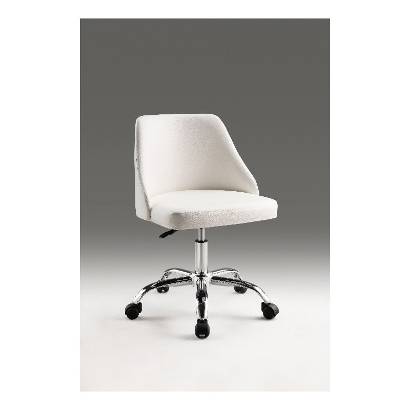 White Polyurethane Office Chair with Chrome Base
