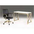 Office Chair with Black Polyurethane Seat and Gold Base