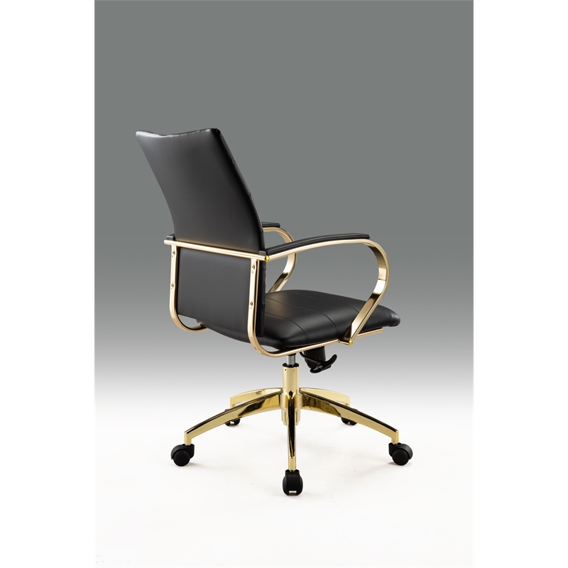 Office Chair with Black Polyurethane Seat and Gold Base
