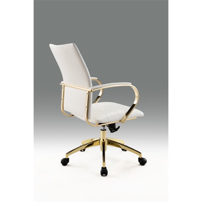 Office Chair with White Polyurethane Seat and Gold Base