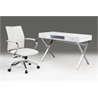 Office Chair with White Polyurethane and Chrome Base
