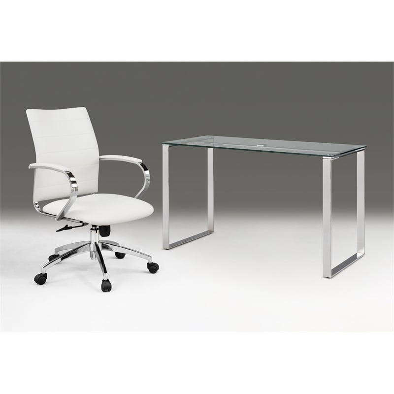 Office Chair with White Polyurethane and Chrome Base