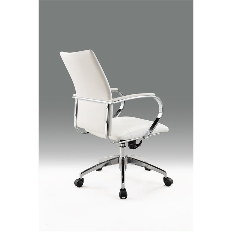 Office Chair with White Polyurethane and Chrome Base