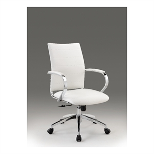 office chair with white polyurethane and chrome base