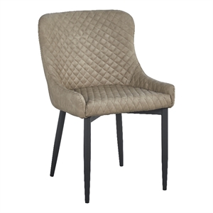 Upholstered Dining Chair with Tufted Polyurethane Seat in Light Gray (Set of 4)