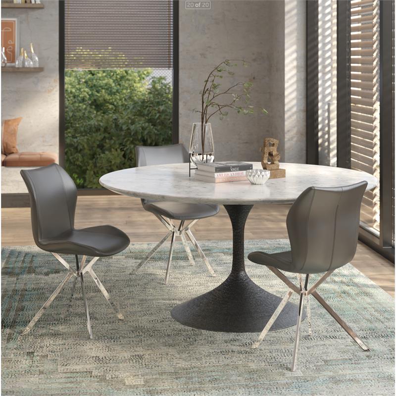 Dining Chair with Gray Seat and Chrome Legs Set of 4