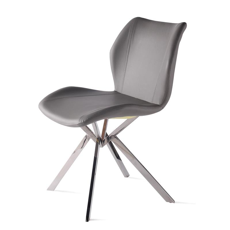 Dining Chair with Gray Seat and Chrome Legs Set of 4
