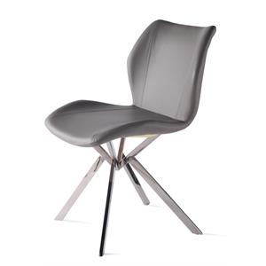Dining Chair with Gray Seat and Chrome Legs Set of 4