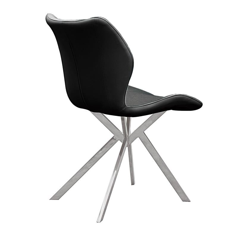 Dining Chair with Black Seat and Stainless Steel Legs Set of 4