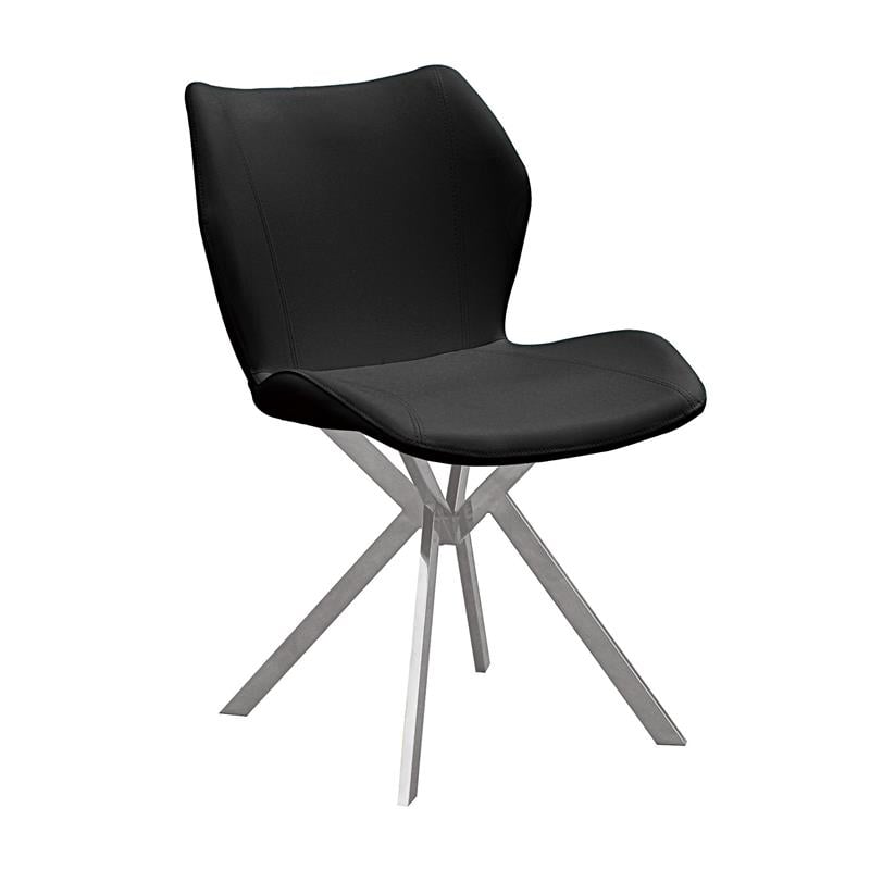 Dining Chair with Black Seat and Stainless Steel Legs Set of 4