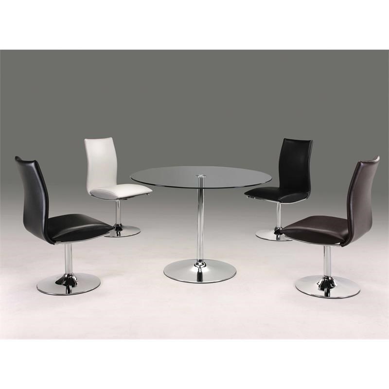 SWIVEL D Chair  Black Polyurethane Chrome Base Set of 2