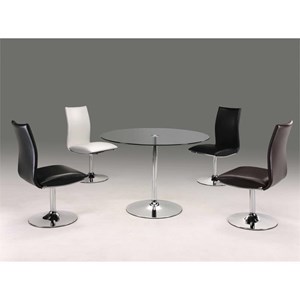 SWIVEL D Chair  Black Polyurethane Chrome Base Set of 2