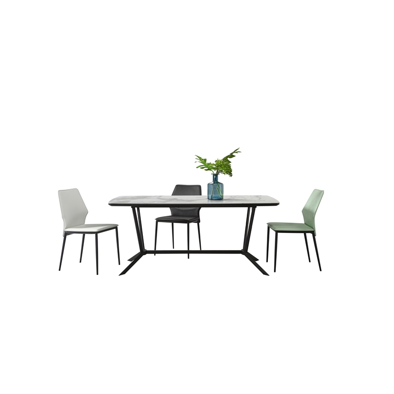 Dining Chair with Green Plastic Seat and Powdered Coated Legs (Set of 4)