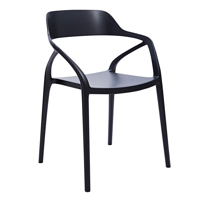 Midcentury Plastic Side Chair in Black (Set of 4)