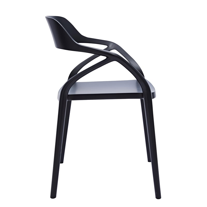 Midcentury Plastic Side Chair in Black (Set of 4)
