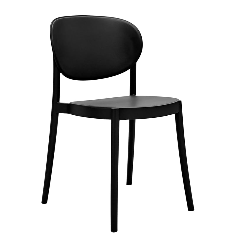 Midcentury Plastic Side Chair in Black (Set of 4)
