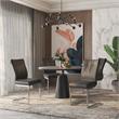 Dining Chair with Polyurethane Seat and Stainless Steel leg in Gray (Set of 2)